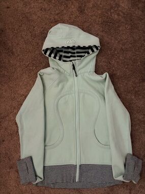 lululemon  Mint Green with black stripes Hooded Zip-Up Jacket